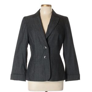 Nine West Gray Denim Suit Blazer Jacket Size 10